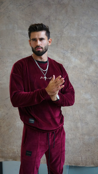 Velour Swag Set Burgundy