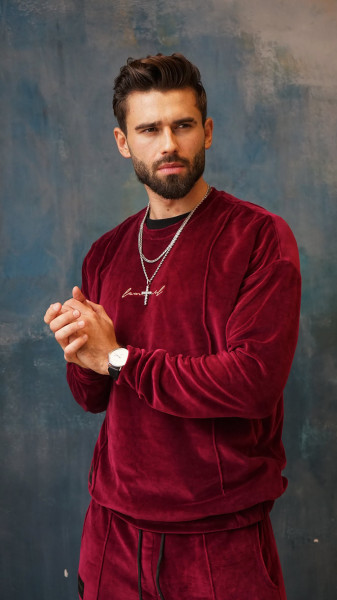 Velour Swag Set Burgundy