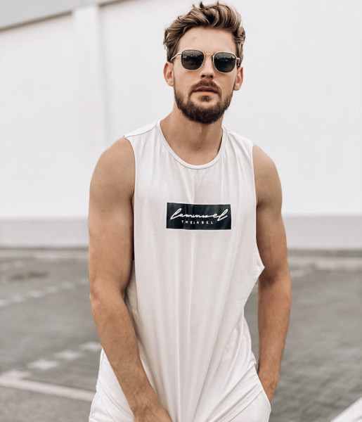 Crew Muscle Tee Beige