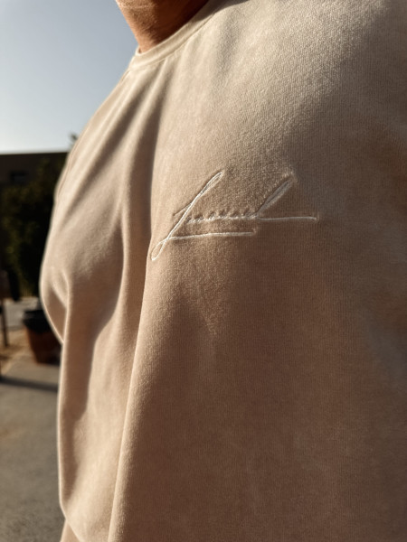 Velour Initials Tshirt Beż