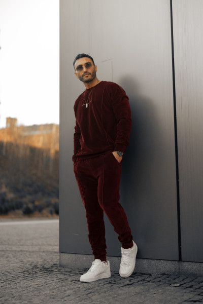 Velour Swag Set Burgundy