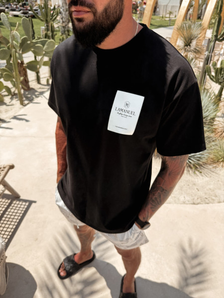 T-shirt Jaquard Label Czarny
