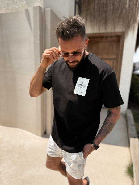 T-shirt Jaquard Label Czarny
