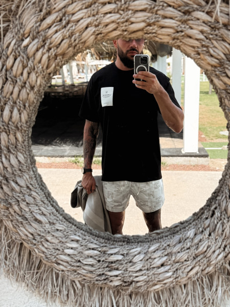 T-shirt Jaquard Label Czarny