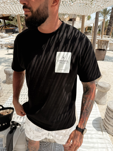 T-shirt Jaquard Label Czarny