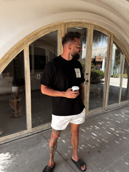 T-shirt Jaquard Label Czarny