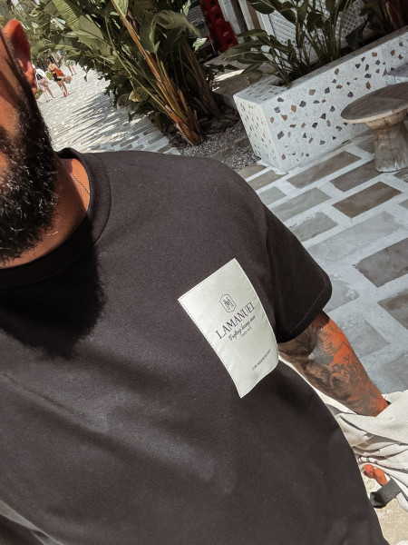 T-shirt Jaquard Label Czarny