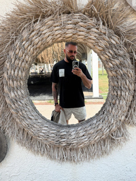 T-shirt Jaquard Label Czarny